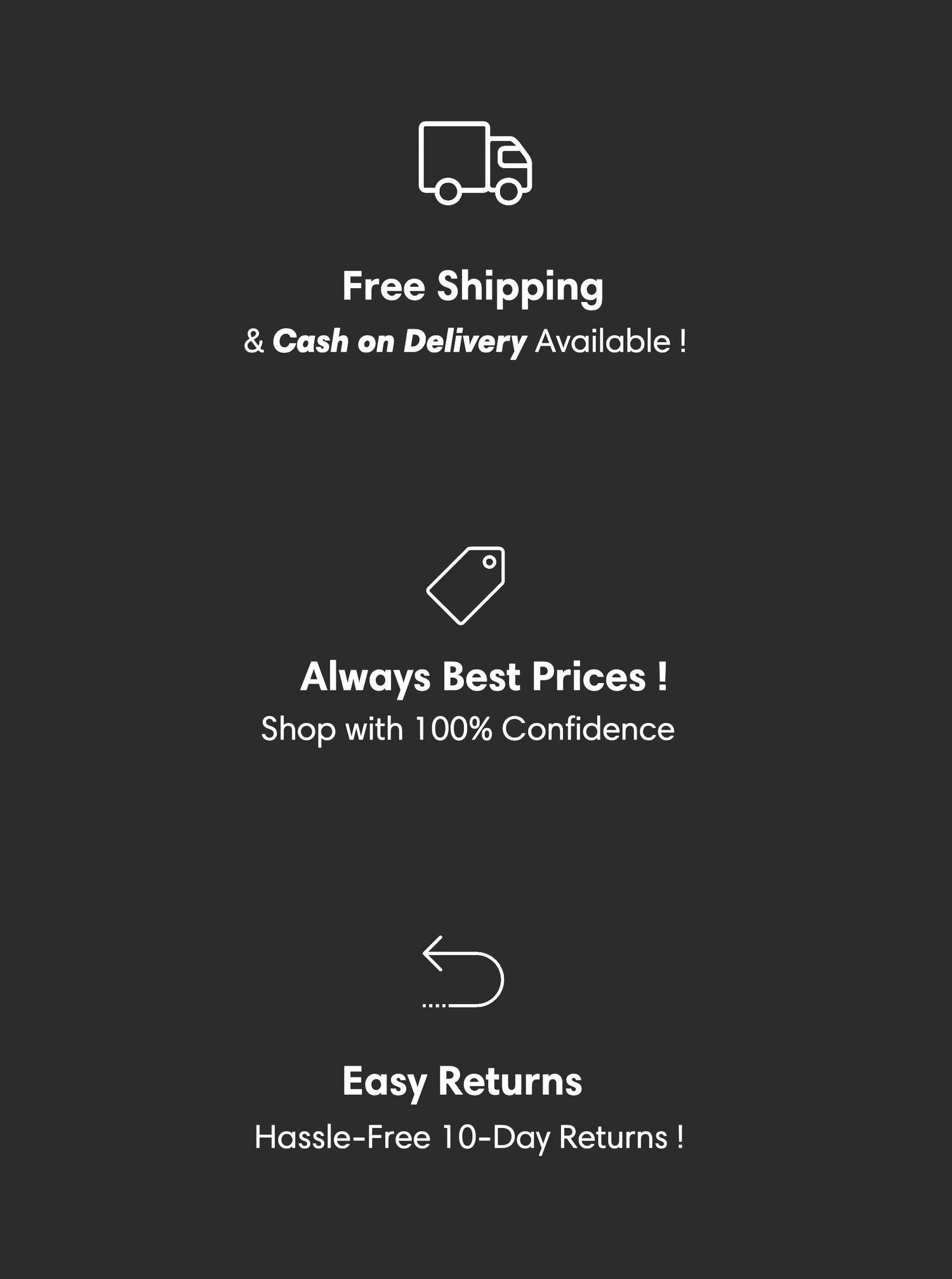 Trust badges for returns and free shipping