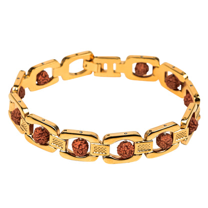 Gold Plated Panchmukhi Rudraksha Bracelet